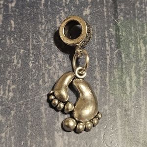 Silver baby feet charm or pendant
